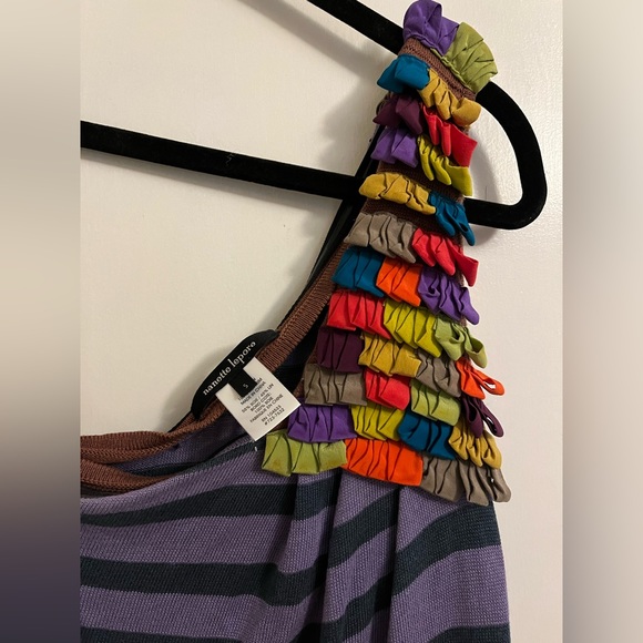 Nanette Lepore silk linen mini one shoulder colorful dress small - Picture 5 of 5